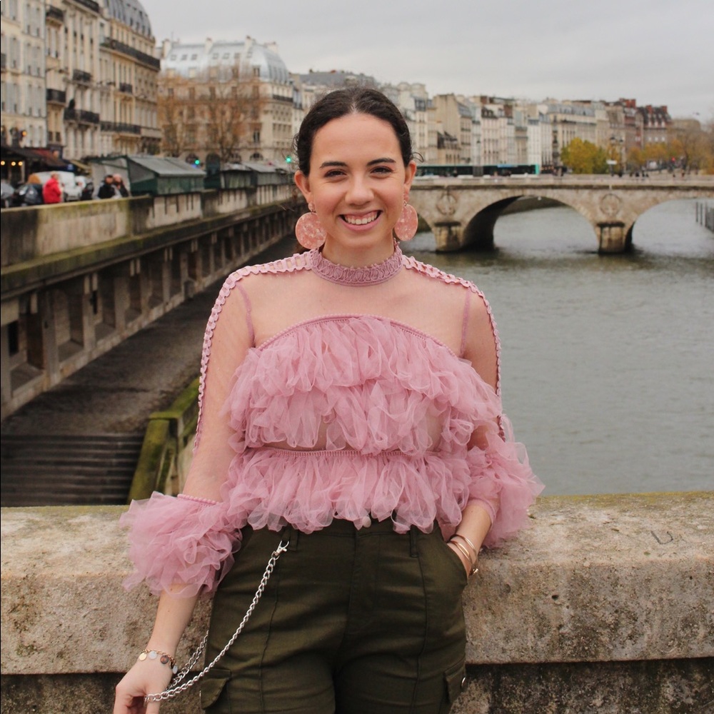 Pink tulle top